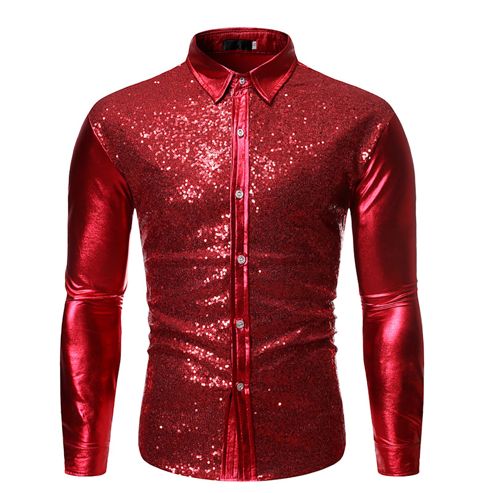 thumbnail image 2 of Camisa estampada de manga larga para hombre: blusa informal estampada, material de poliéster, tallas reales, S-XL, 2 of 8
